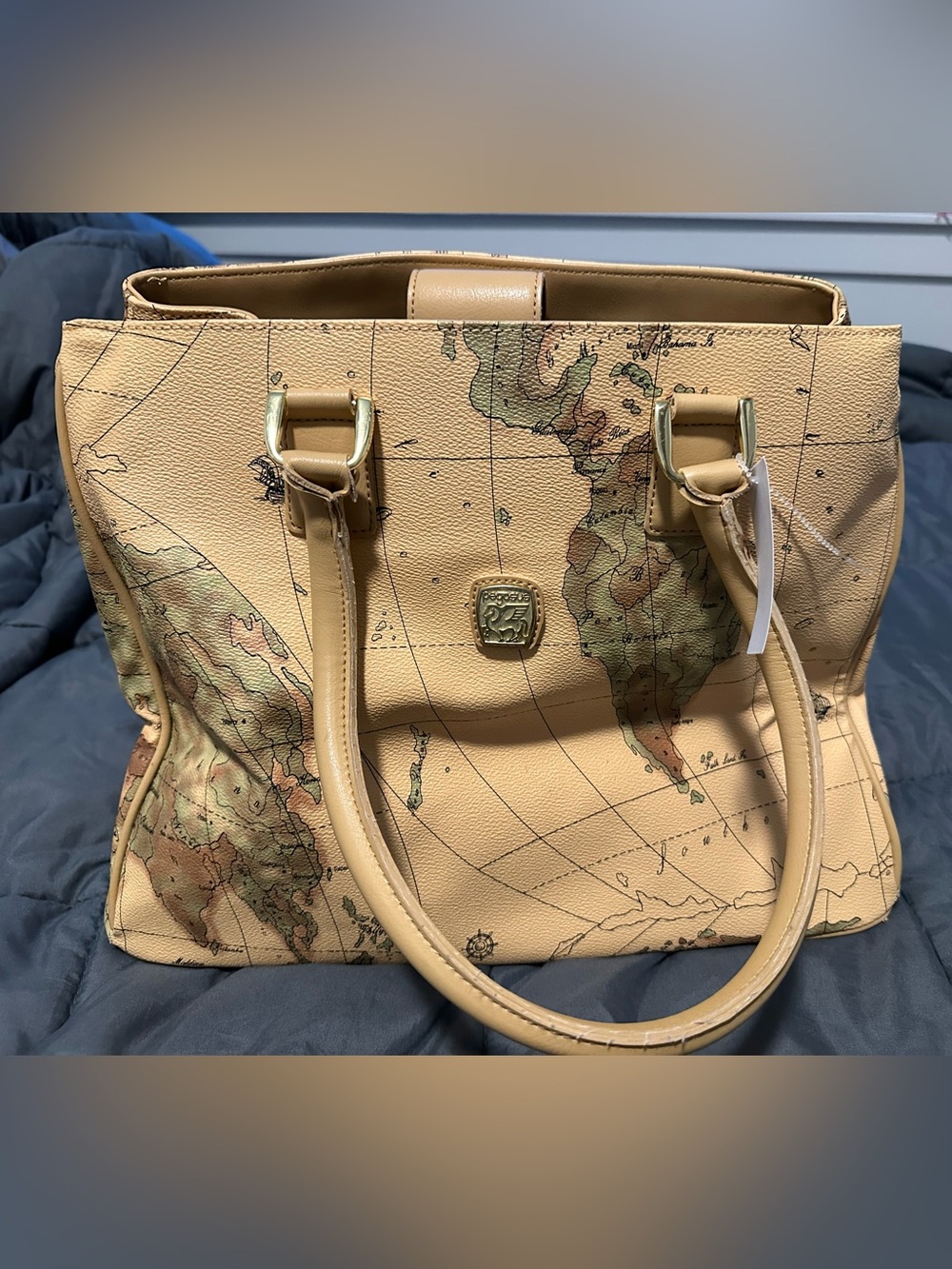 Pegasus world map print travel tote bag